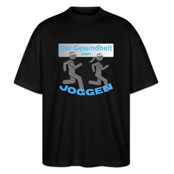 Joggen - Stanley/Stella Oversized Unisex Bio T-Shirt Blaster 2.0 - Schwarz - Vorne - Alina (178cm) & Michal (187cm)