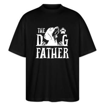 Dog Father Dackel Motiv für Dachshund Papas - Stanley/Stella Oversized Unisex Bio T-Shirt Blaster 2.0 - Schwarz - Vorne - Alina (178cm) & Michal (187cm)