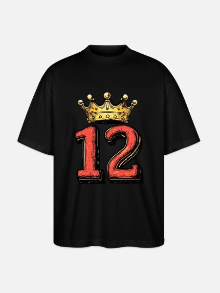 12 Number Crown - Stanley/Stella Oversized Unisex Organic T-shirt Blaster 2.0 - black