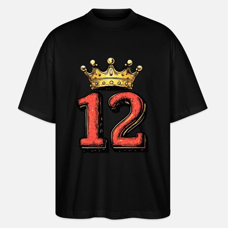 12 Zahl Krone - Stanley/Stella Oversized Unisex Bio T-Shirt Blaster 2.0 - Schwarz