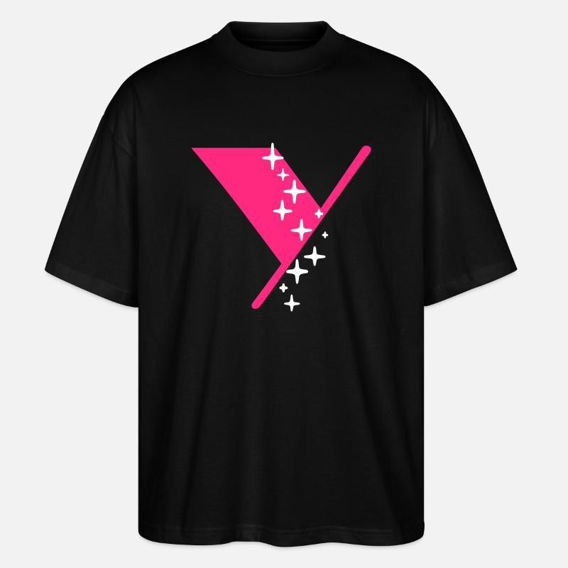 Buchstabe Y Glitzer - Stanley/Stella Oversized Unisex Bio T-Shirt Blaster 2.0 - Schwarz