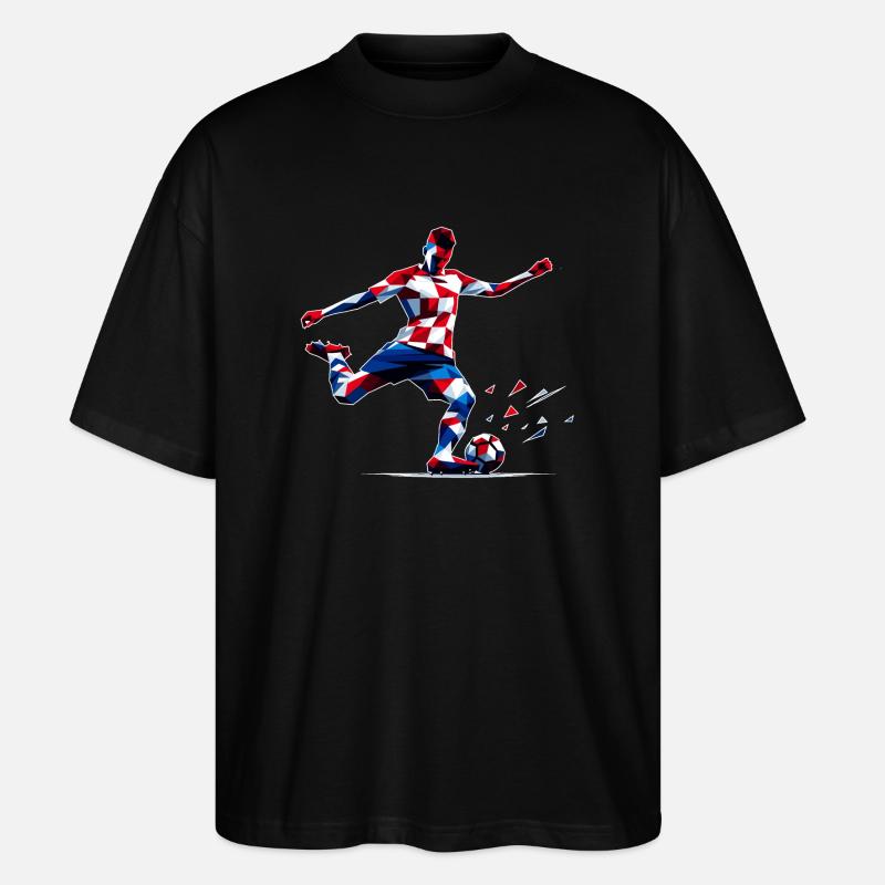 Fussball Kroatien - Stanley/Stella Oversized Unisex Bio T-Shirt Blaster 2.0 - Schwarz