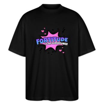 La bravoure est mon trait de caractère de superpouvoir - T-shirt bio Blaster 2.0 coupe oversize Stanley/Stella Unisexe - noir - Devant - Alina (178cm) & Michal (187cm)