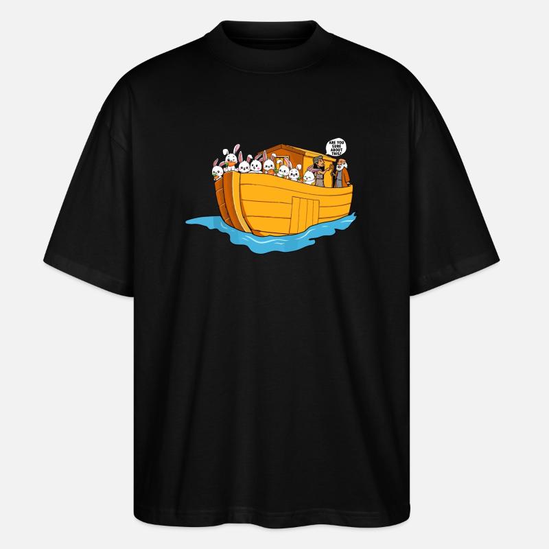 Noah Arche Boot Hasen - Stanley/Stella Oversized Unisex Bio T-Shirt Blaster 2.0 - Schwarz