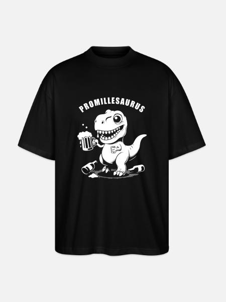 Funny Drunk Dinosaur: Promillesaurus - Stanley/Stella Oversized Unisex Organic T-shirt Blaster 2.0 - black