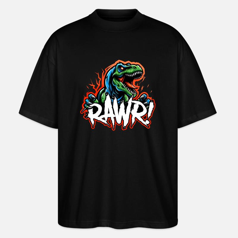 T Rex Brüllen - Stanley/Stella Oversized Unisex Bio T-Shirt Blaster 2.0 - Schwarz
