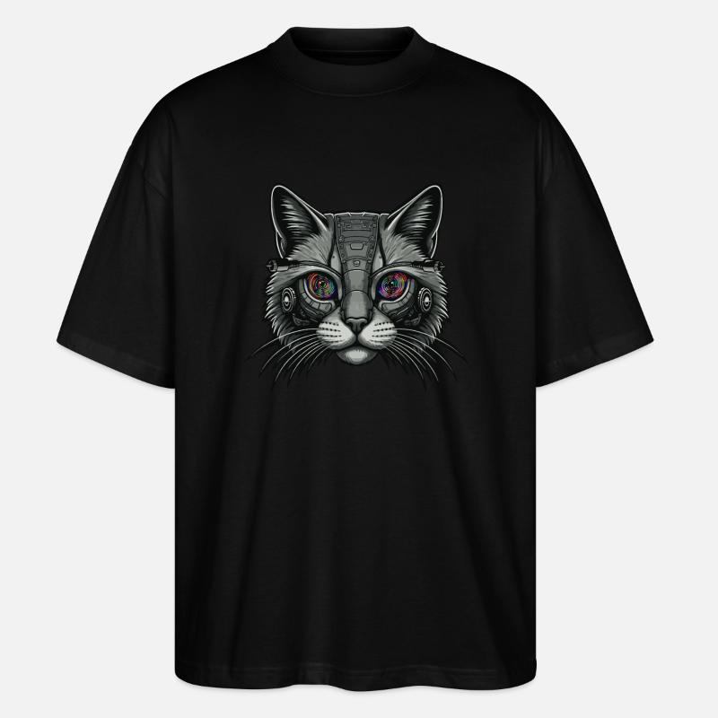 Katzen-Roboter - Stanley/Stella Oversized Unisex Bio T-Shirt Blaster 2.0 - Schwarz