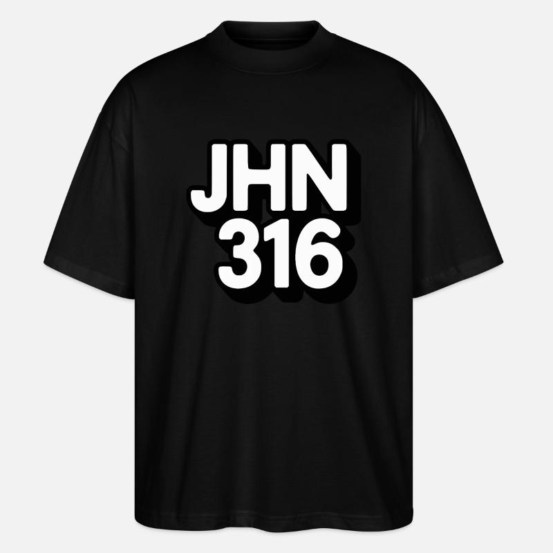 JHN 316 Christliche Botschaft - Stanley/Stella Oversized Unisex Bio T-Shirt Blaster 2.0 - Schwarz