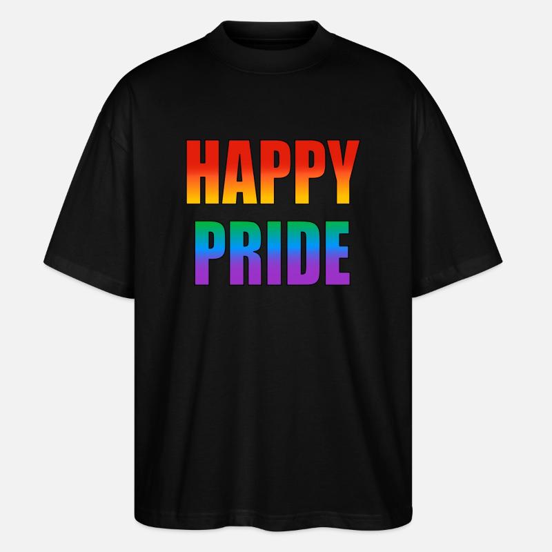 Happy Pride Regenbogen-Text - Stanley/Stella Oversized Unisex Bio T-Shirt Blaster 2.0 - Schwarz