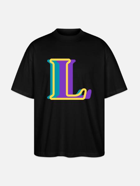 Mehrfarbiger Buchstabe l - Stanley/Stella Oversized Unisex Bio T-Shirt Blaster 2.0 - Schwarz