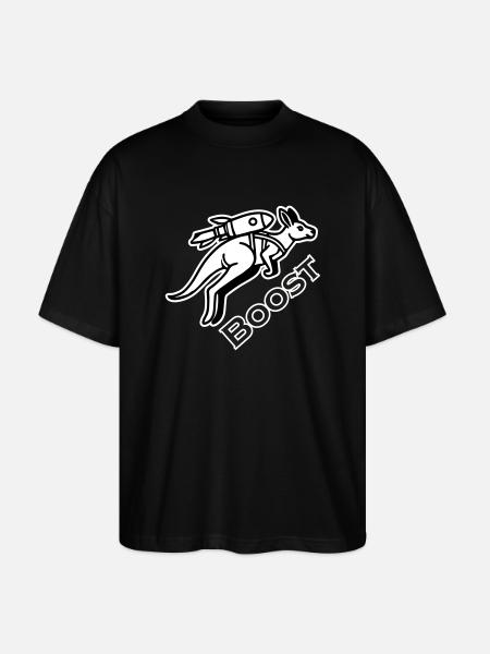 Kangaroo With Jetpack - Boost Design - Stanley/Stella Oversized Unisex Organic T-shirt Blaster 2.0 - black