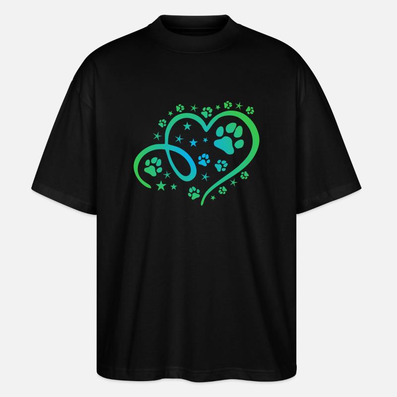 Herz mit Pfötchen und Sternen - Stanley/Stella Oversized Unisex Bio T-Shirt Blaster 2.0 - Schwarz