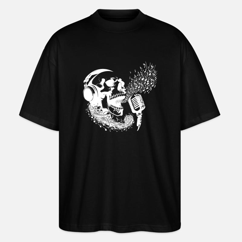 Vanitas Singender Schädel Kopfhörer INVERS - Stanley/Stella Oversized Unisex Bio T-Shirt Blaster 2.0 - Schwarz