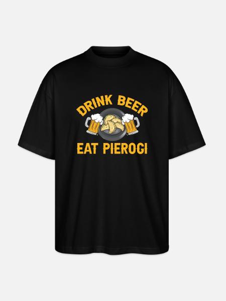 Polnisches Essen Pierogi - Stanley/Stella Oversized Unisex Bio T-Shirt Blaster 2.0 - Schwarz