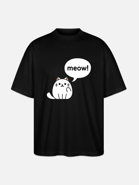 Meow! - Cute Kawaii Cat - Stanley/Stella Oversized Unisex Organic T-shirt Blaster 2.0 - black