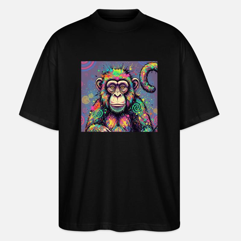 Psychedelic Monkey Design - Stanley/Stella Oversized Unisex Organic T-shirt Blaster 2.0 - black