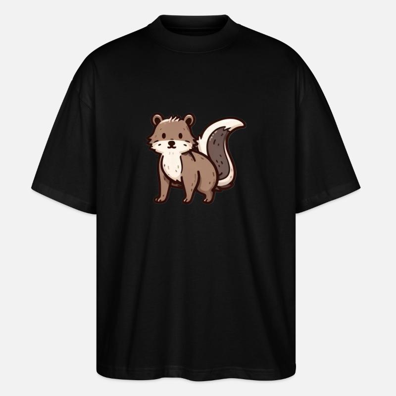 Braunes süßes Stinktier - Stanley/Stella Oversized Unisex Bio T-Shirt Blaster 2.0 - Schwarz