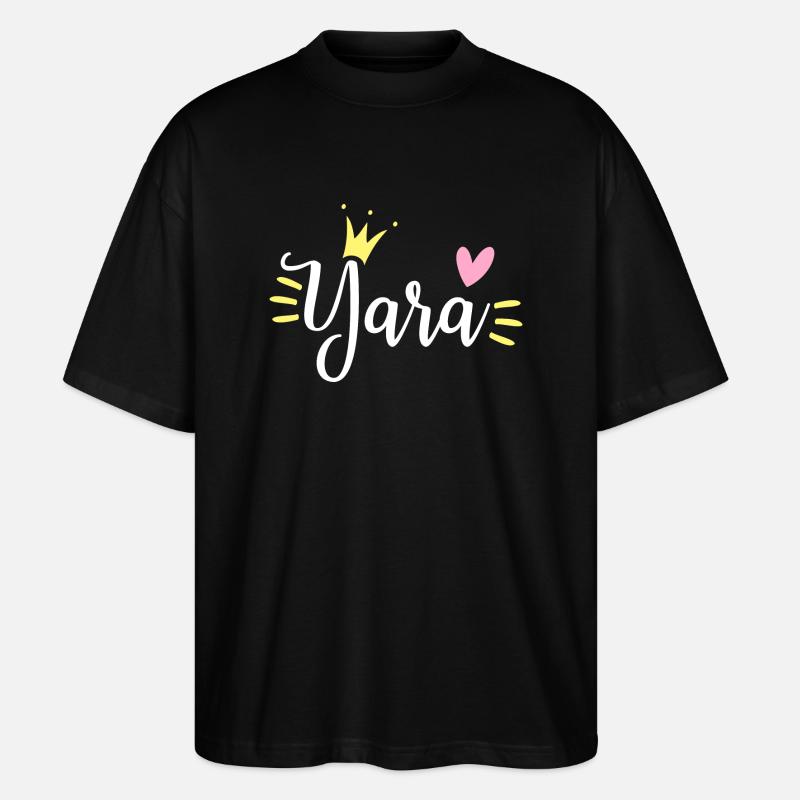 Yara Name Crown - Stanley/Stella Oversized Unisex Organic T-shirt Blaster 2.0 - black