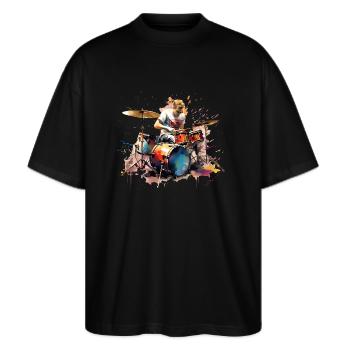Das Schlagzeug ist ein vielseitiges Instrument - Stanley/Stella Oversized Unisex Bio T-Shirt Blaster 2.0 - Schwarz - Vorne - Alina (178cm) & Michal (187cm)