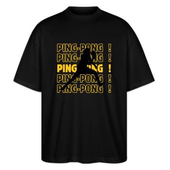 ping-pong ping ping ping-pong - T-shirt bio Blaster 2.0 coupe oversize Stanley/Stella Unisexe - noir - Devant - Alina (178cm) & Michal (187cm)