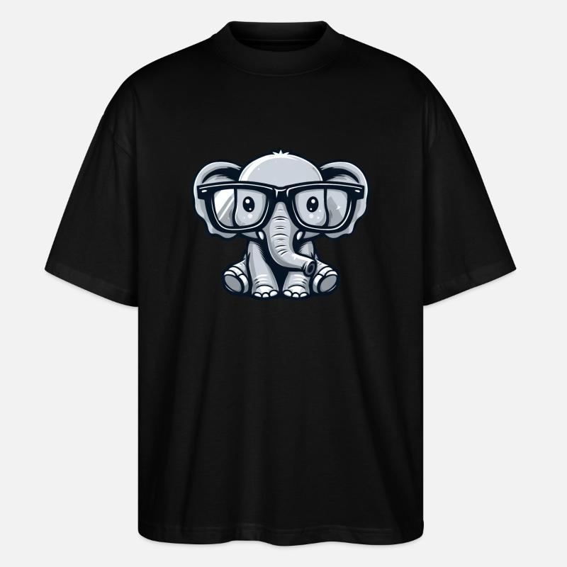 Nerdiger Elefant mit Brille - Stanley/Stella Oversized Unisex Bio T-Shirt Blaster 2.0 - Schwarz