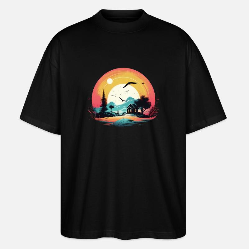 Coucher de soleil - T-shirt bio Blaster 2.0 coupe oversize Stanley/Stella Unisexe - noir