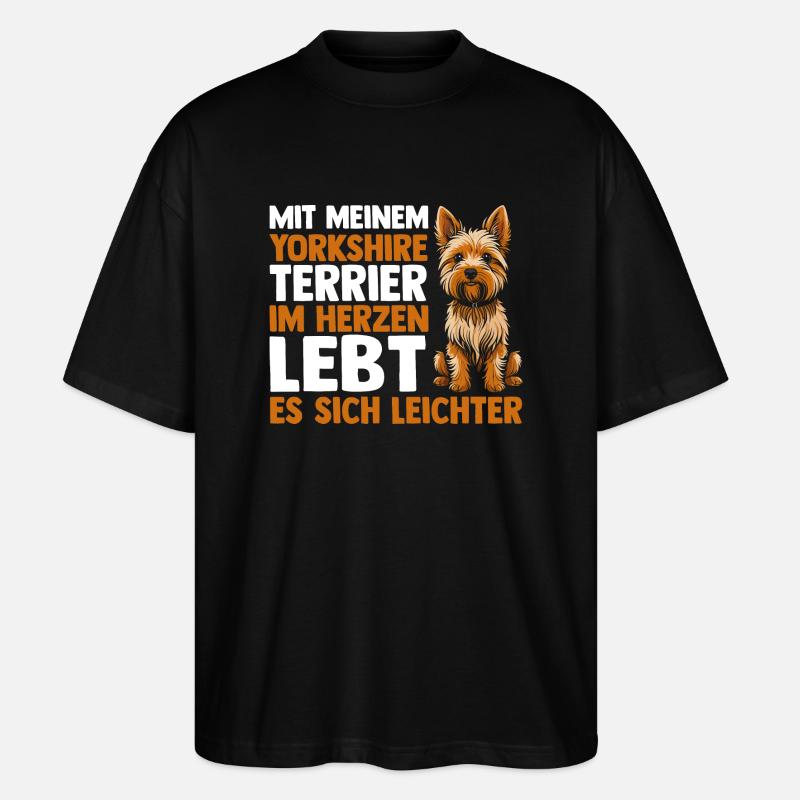 Hund Yorkshire Terrier - Stanley/Stella Oversized Unisex Bio T-Shirt Blaster 2.0 - Schwarz