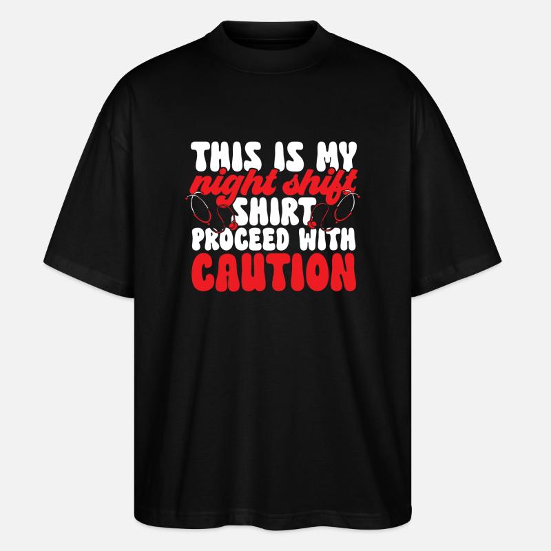 Nachtschicht Krankenschwester - Stanley/Stella Oversized Unisex Bio T-Shirt Blaster 2.0 - Schwarz