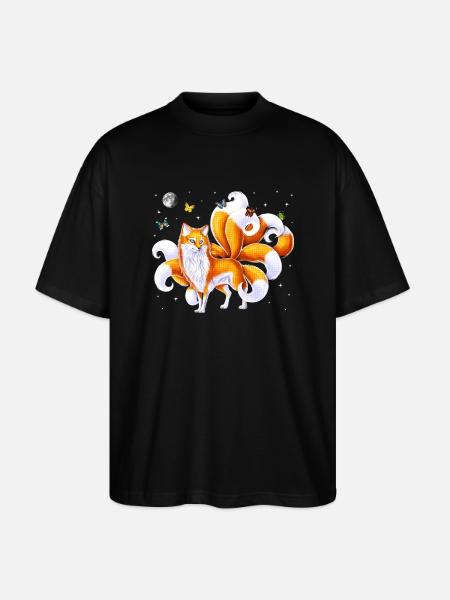 Japanese Kitsune Fox - Stanley/Stella Oversized Unisex Organic T-shirt Blaster 2.0 - black