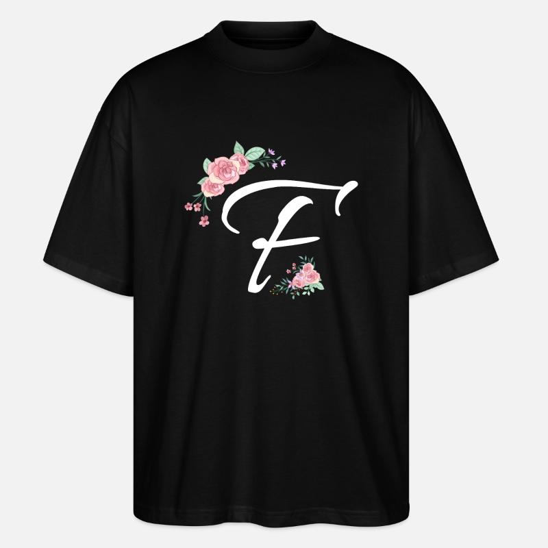 Buchstabe f Blumen - Stanley/Stella Oversized Unisex Bio T-Shirt Blaster 2.0 - Schwarz