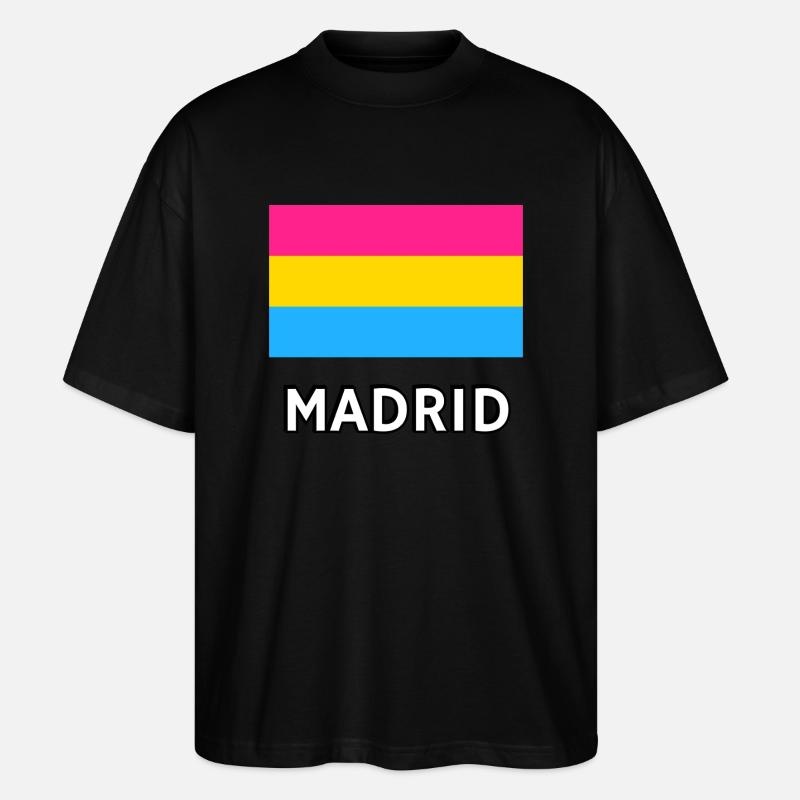 Pan Pride Drapeau Madrid - T-shirt bio Blaster 2.0 coupe oversize Stanley/Stella Unisexe - noir