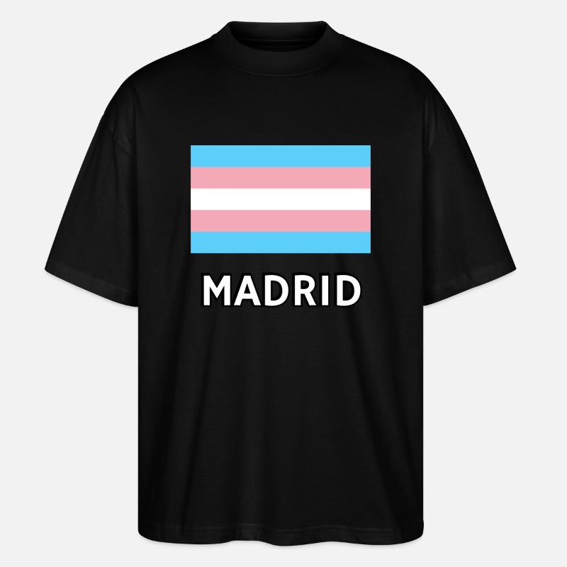Drapeau Trans Pride Madrid - T-shirt bio Blaster 2.0 coupe oversize Stanley/Stella Unisexe - noir