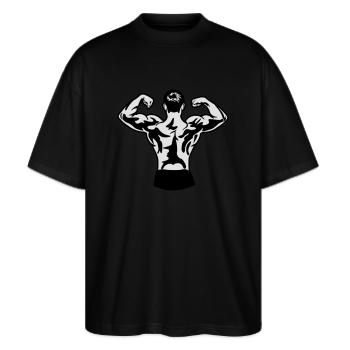 Body Building - Stanley/Stella Oversized Unisex Organic T-shirt Blaster 2.0 - black - Front - Alina (178cm) & Michal (187cm)