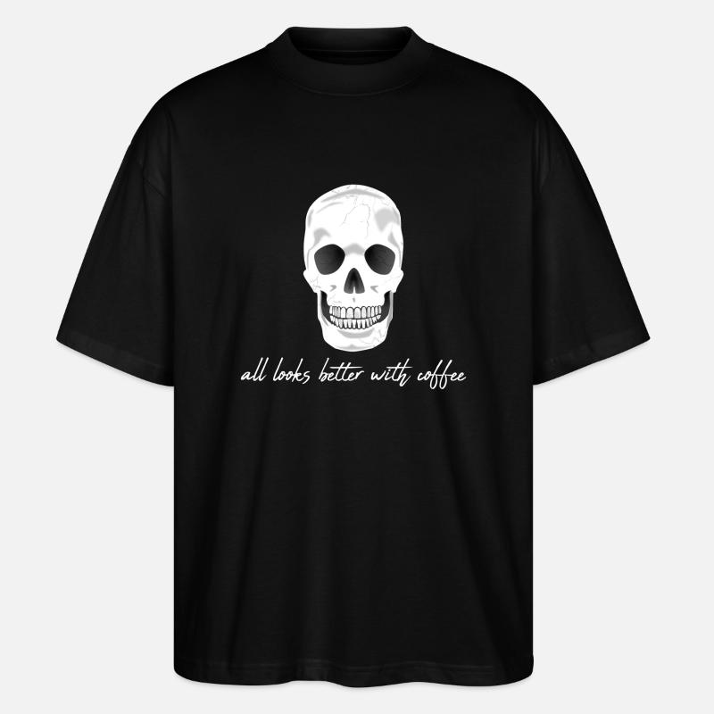 Caféine de café Crâne - T-shirt bio Blaster 2.0 coupe oversize Stanley/Stella Unisexe - noir