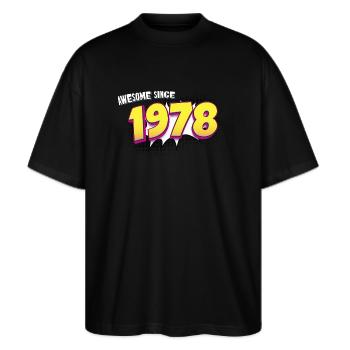 Rétro 45e anniversaire dans le Style Pop Art Comic Book - T-shirt bio Blaster 2.0 coupe oversize Stanley/Stella Unisexe - noir - Devant - Alina (178cm) & Michal (187cm)