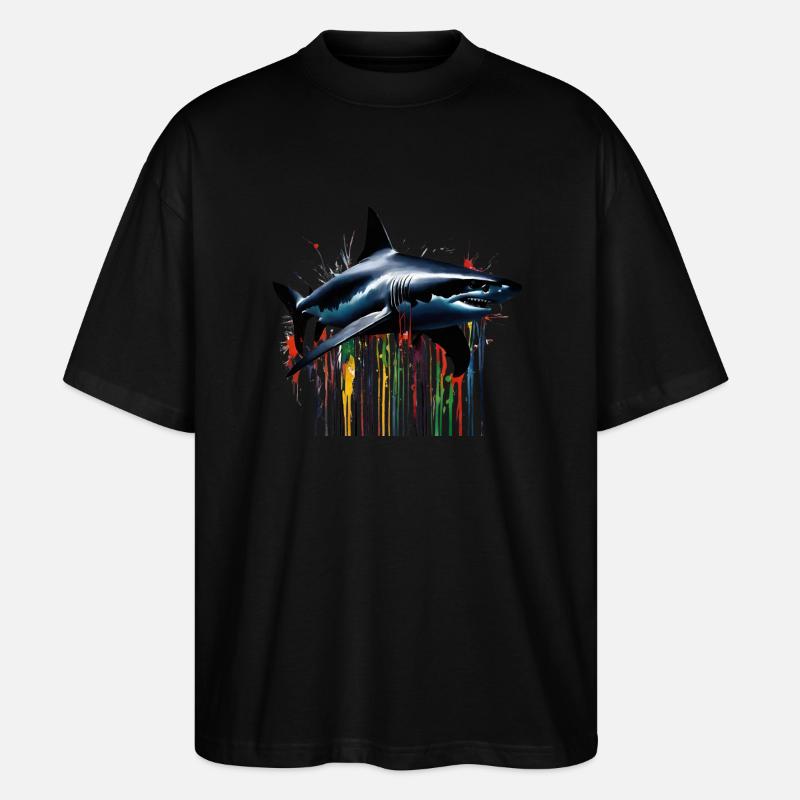 Bunter Hai paint Art - Stanley/Stella Oversized Unisex Bio T-Shirt Blaster 2.0 - Schwarz