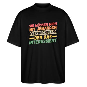 Lustige Sprüche Arbeitskollegen Bürohumor - Stanley/Stella Oversized Unisex Bio T-Shirt Blaster 2.0 - Schwarz - Vorne - Alina (178cm) & Michal (187cm)