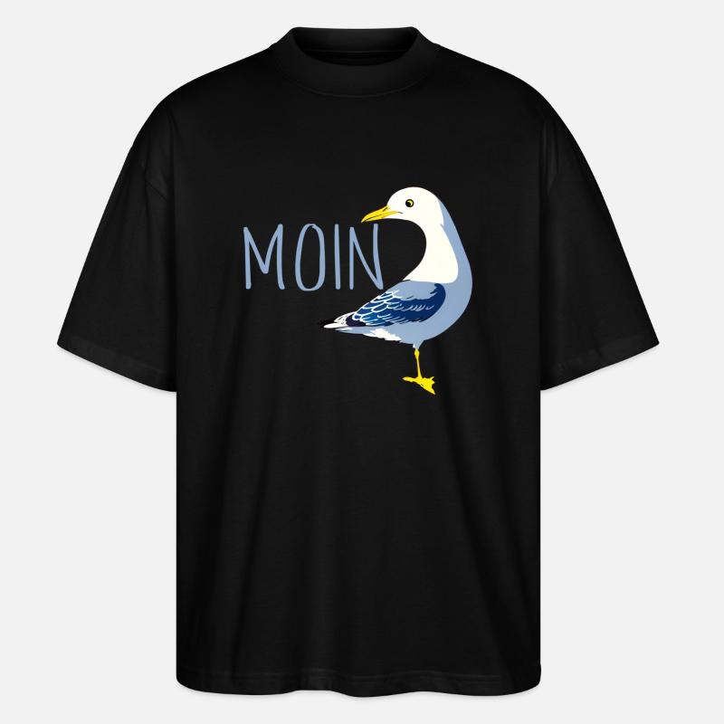 Moin mit Möve - Stanley/Stella Oversized Unisex Bio T-Shirt Blaster 2.0 - Schwarz