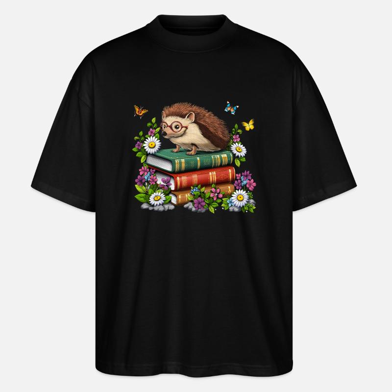 Hérisson Livres de lecture - T-shirt bio Blaster 2.0 coupe oversize Stanley/Stella Unisexe - noir