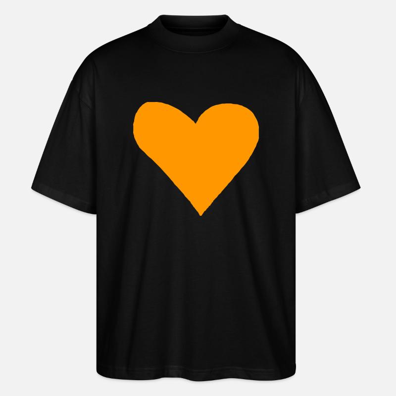 Herz orange Geschenkidee - Stanley/Stella Oversized Unisex Bio T-Shirt Blaster 2.0 - Schwarz