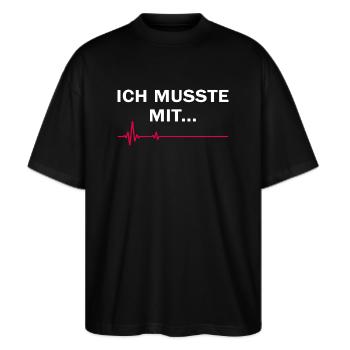 Trend Urlaub "ein muss" cooles null Bock Geschenk - Stanley/Stella Oversized Unisex Bio T-Shirt Blaster 2.0 - Schwarz - Vorne - Alina (178cm) & Michal (187cm)