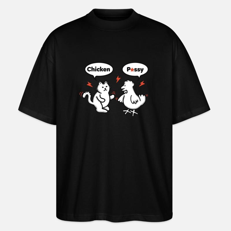 Kätzchen vs. Huhn - Stanley/Stella Oversized Unisex Bio T-Shirt Blaster 2.0 - Schwarz