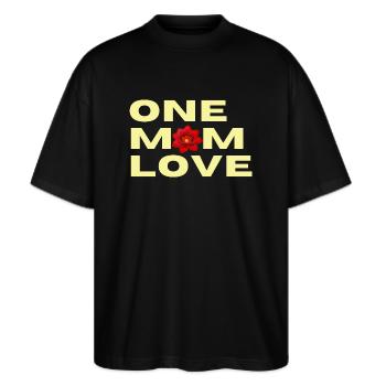 "ONE MOM LOVE". Design. Déclaration d'amour-maman - T-shirt bio Blaster 2.0 coupe oversize Stanley/Stella Unisexe - noir - Devant - Alina (178cm) & Michal (187cm)