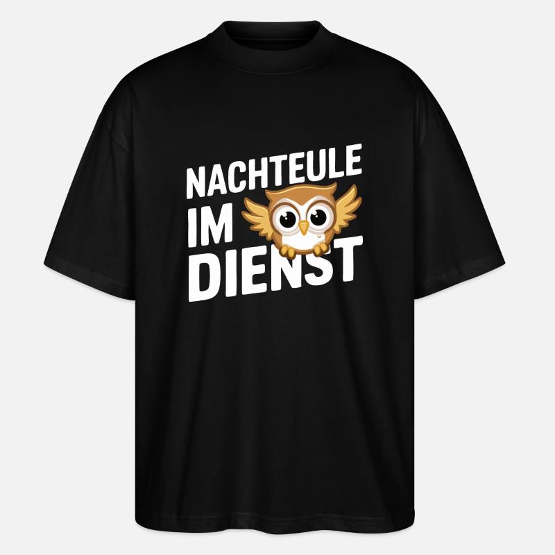 Nachteule Eule Eulen Vogel - Stanley/Stella Oversized Unisex Bio T-Shirt Blaster 2.0 - Schwarz