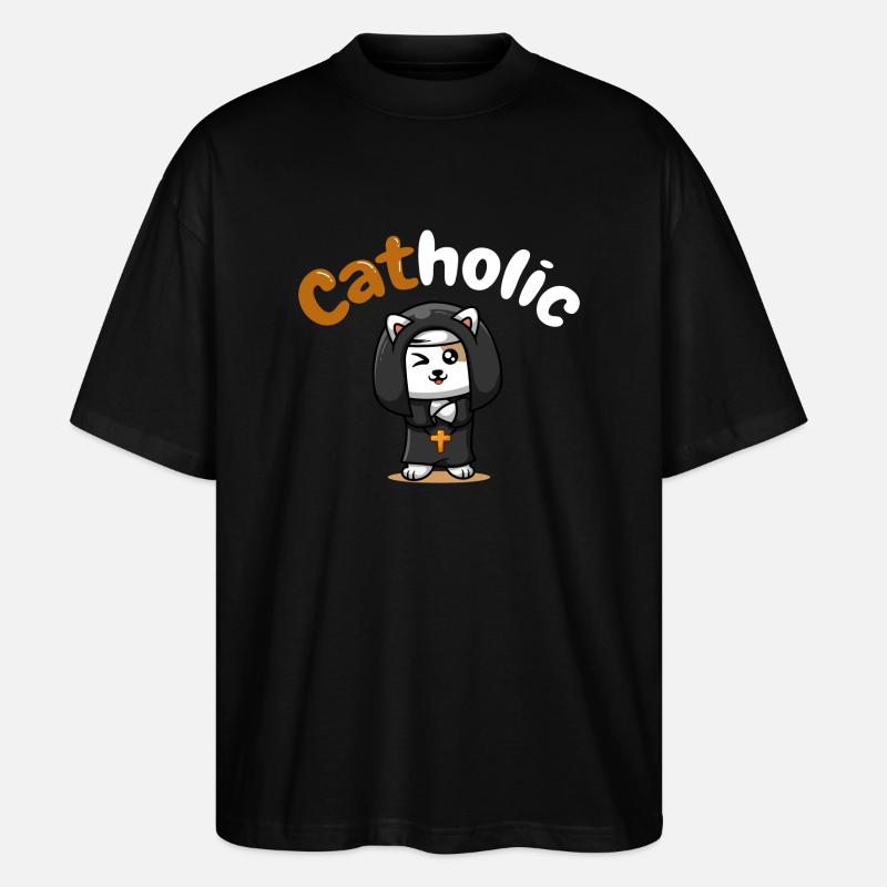 Catholic Katzentshirt Lustig Geschenk - Stanley/Stella Oversized Unisex Bio T-Shirt Blaster 2.0 - Schwarz