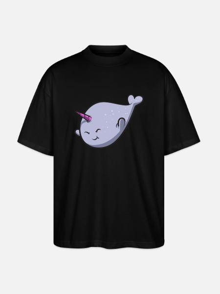 Narwal Einhornwal - Stanley/Stella Oversized Unisex Bio T-Shirt Blaster 2.0 - Schwarz
