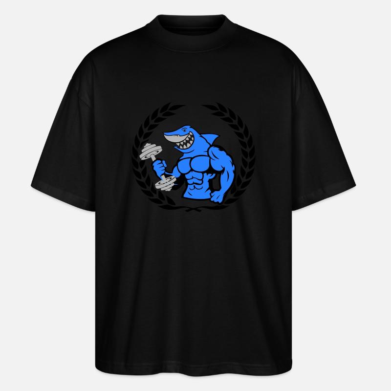 Haltère de musculation requin requin - T-shirt bio Blaster 2.0 coupe oversize Stanley/Stella Unisexe - noir