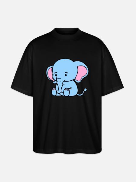 Cute Elephant - Stanley/Stella Oversized Unisex Organic T-shirt Blaster 2.0 - black