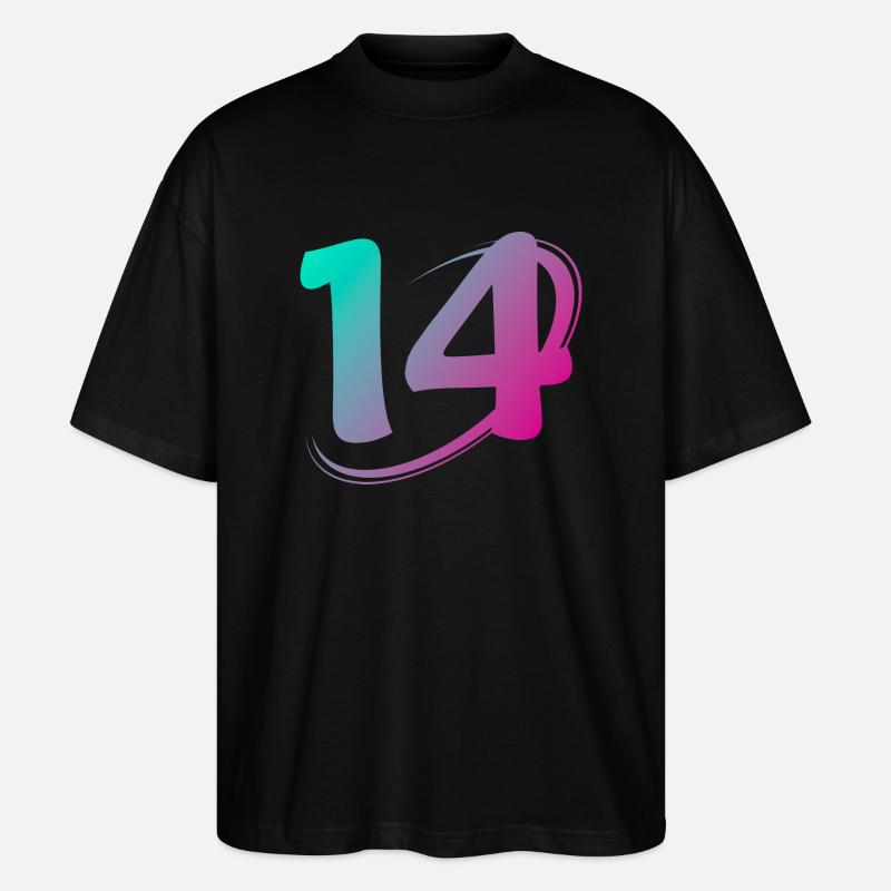 Nummer 14 mehrfarbig - Stanley/Stella Oversized Unisex Bio T-Shirt Blaster 2.0 - Schwarz