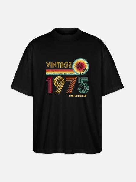 Vintage 1975 Limited Edition – Retro Sunset 50th - Stanley/Stella Oversized Unisex Organic T-shirt Blaster 2.0 - black